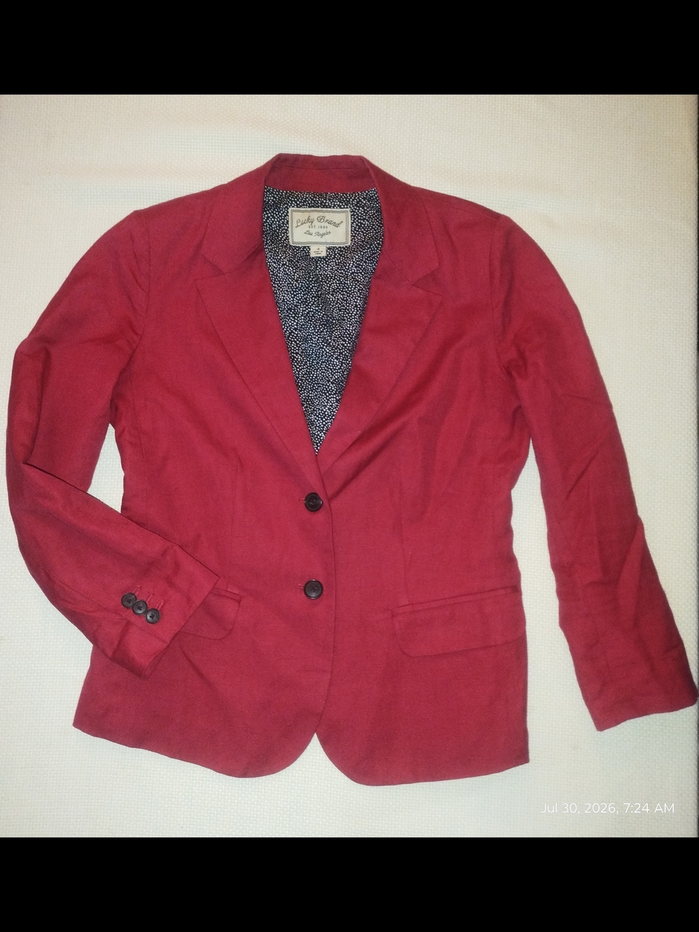 Lucky Brand Size 4 Linen Cotton Blend Jacket